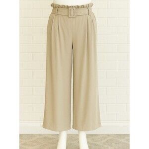 American Eagle Linen Blend Paperbag Pants XL Tan Wide Leg Belted